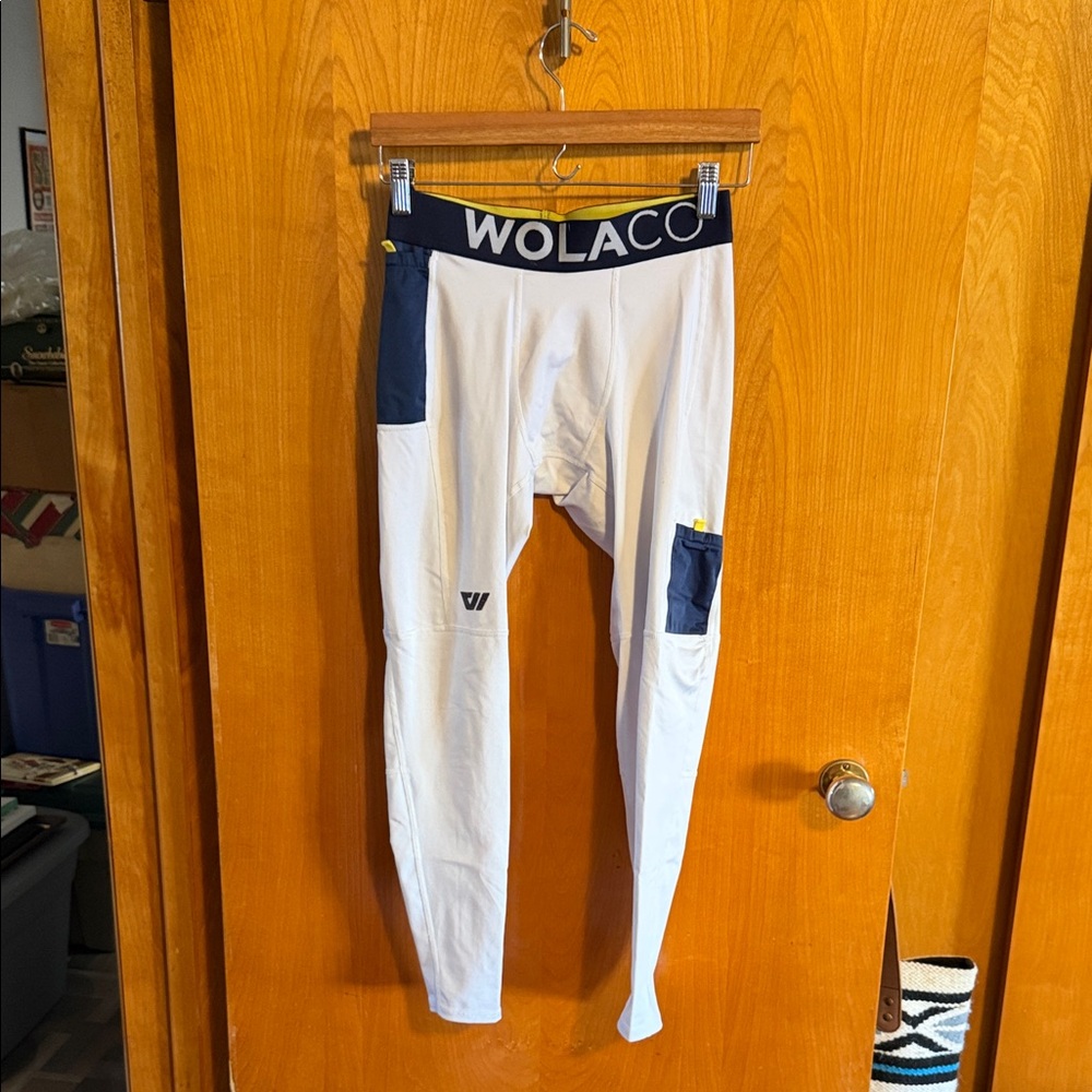 WOLACO Men's White and Blue Sweatpants